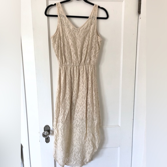 Boho beige lace high-low dress - Picture 5 of 5